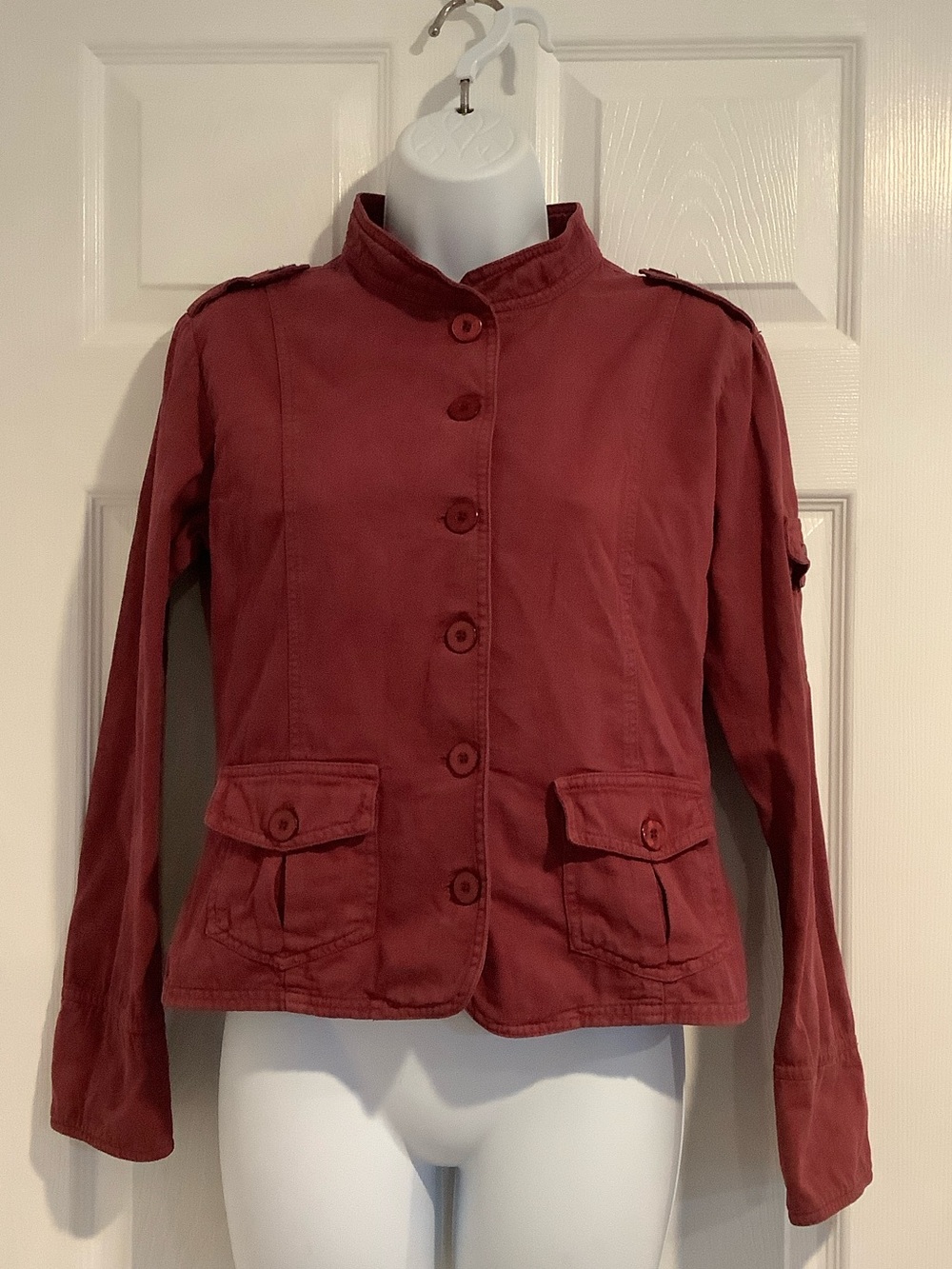 NIKKIES THREADS Burgundy Boutique Structured Stretchy Light Military Fall Coat M